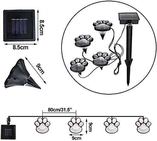 Elnsivo Paw Print Solar Outdoor Lights, Solar Lights Outdoor Waterproof Dog Paw - Image 5