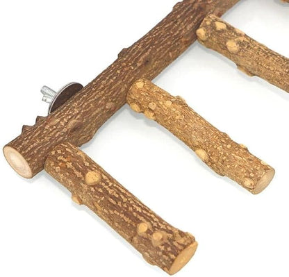 Bird Ladder Perch Cage Nature Wood Stand Parrot Chew Toy - Image 4