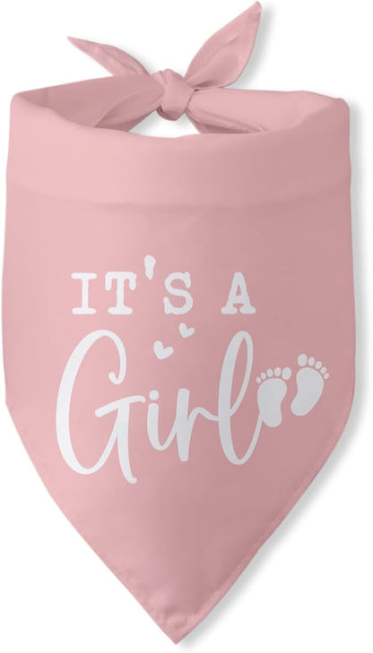 Its a Girl Pink Dog Bandana Baby Announcement Pregnancy Announcement Photo by PwrlveiutforYou