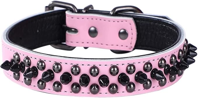 Spiked Studded Dog Collar, Genuine Leather Dog Collar, Adjustable Pet Collars by Unknown