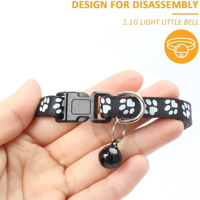 MJIYA Cat Collar with Bell, Breakaway Grid Collar with Plastic Buckle, Light - Image 4