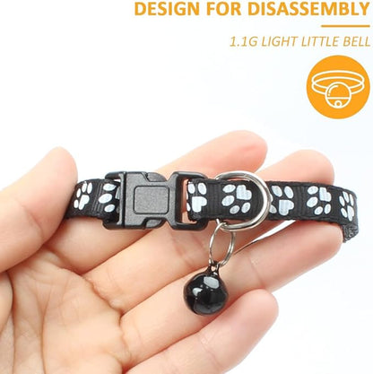 MJIYA Cat Collar with Bell, Breakaway Grid Collar with Plastic Buckle, Light - Image 4
