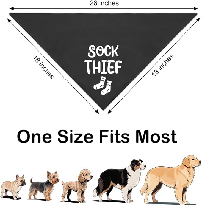 Sock Thief Black Dog Bandana, Puppy Fashion Accessory - Image 2