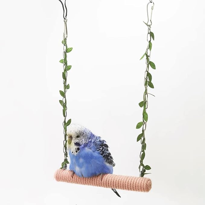 La La Pet® Hanging Wooden Pet Bird Swing - Image 2