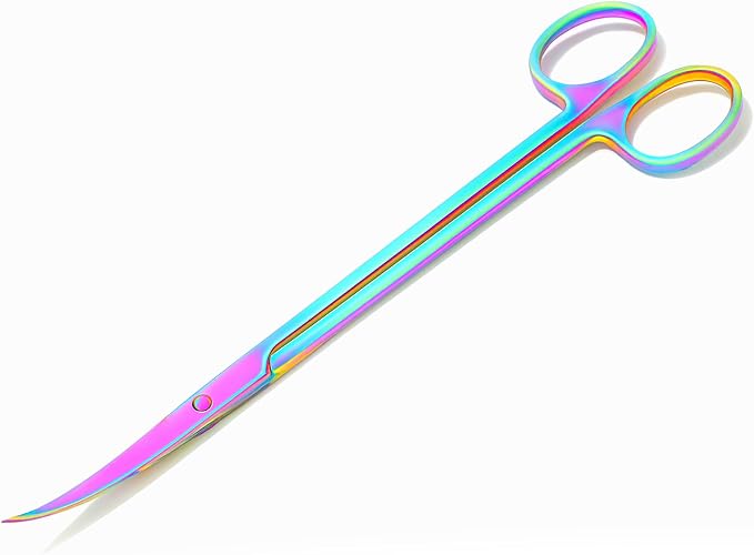 Mandala Crafts 10 Inches Rainbow Stainless Steel Curved Aquarium Scissors - Image 2