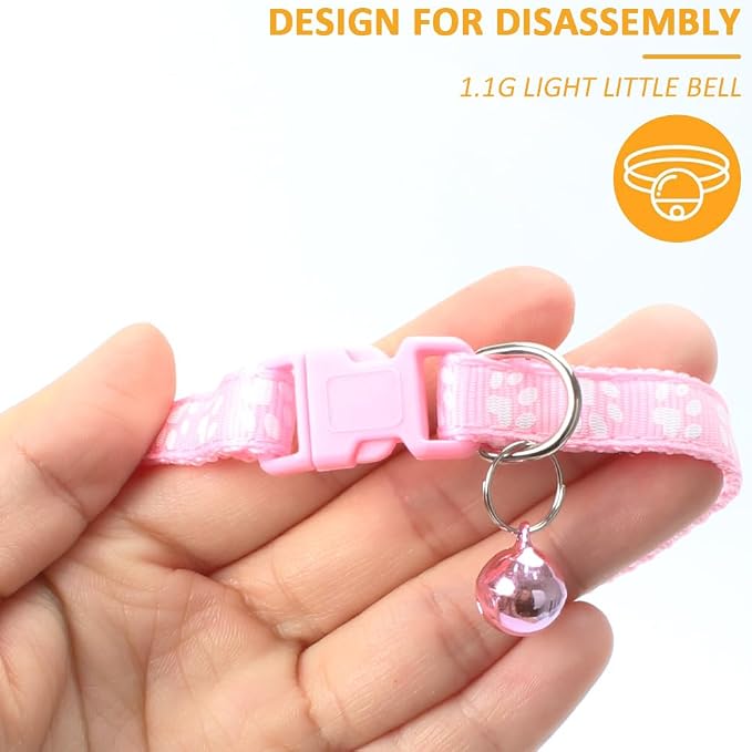 MJIYA Cat Collar with Bell, Breakaway Grid Collar with Plastic Buckle, Light - Image 4