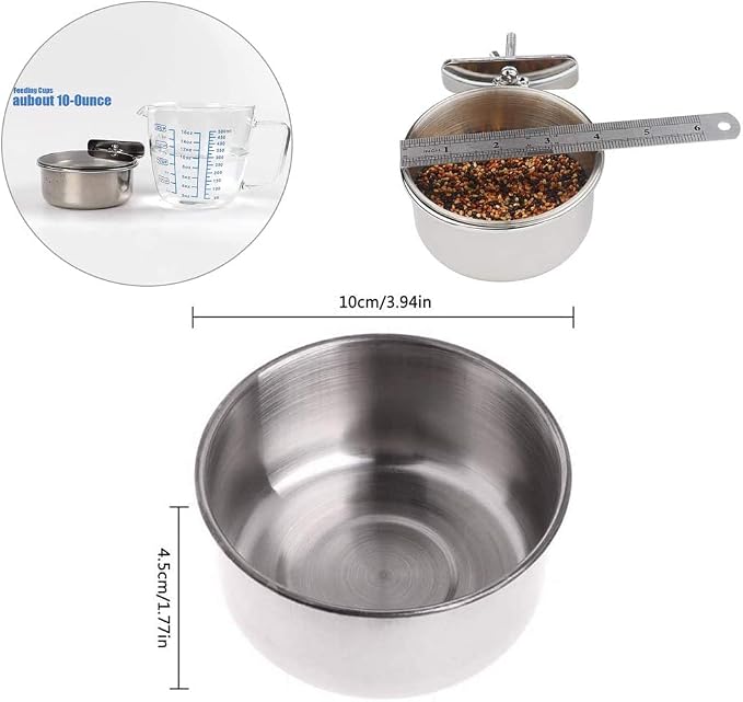 PINVNBY Parrot Feeding Cups Birds Food Dish Stainless Steel Parrot Feeders - Image 4
