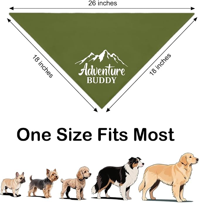 Adventure Buddy Green Dog Bandana, Funny Puppy Scarf Photo Prop - Image 2