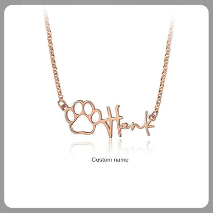 Personalized Cute Dog Cat Paw Name Necklace Forever Love Custom Heart Pendant - Image 2