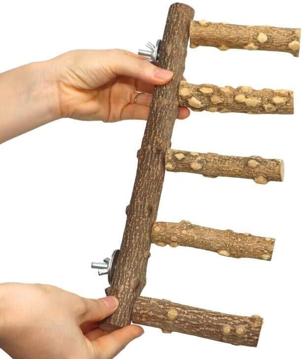 Bird Ladder Perch Cage Nature Wood Stand Parrot Chew Toy - Image 5