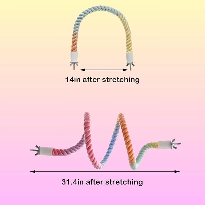 3pcs Nopikku Gradient Bendable Bird Rope Perches Climbing Rope Toys Fun Bird - Image 4