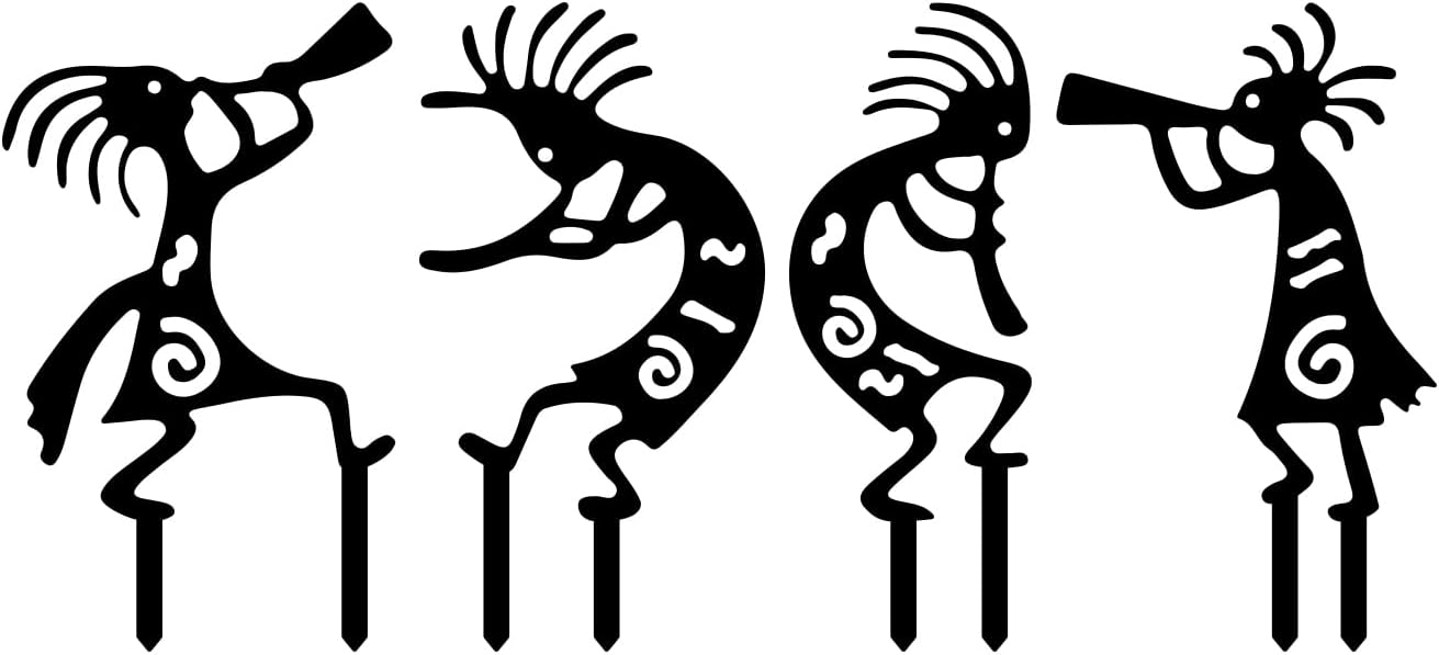 4 Piece Kokopelli Metal Garden Stakes by ruelen