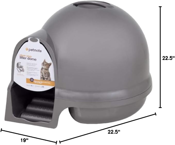 Petmate Booda Clean Step Cat Litter Box Dome- Titanium, Made in USA - Image 2