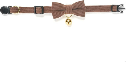 Soft Corduroy Cat Collar with Bell and Bowtie, Safety Breakaway Clasp, - Image 3