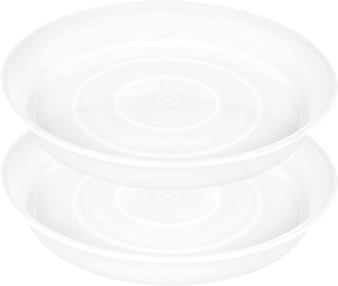 2 Pack of 14 inch Plant Saucer, 1.7" Depth Tray, Large Deep Garden Plastic by Bleuhome