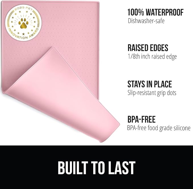 GORILLA GRIP 100% Waterproof Raised Edge BPA Free Silicone Pet Feeding Mat - Image 2