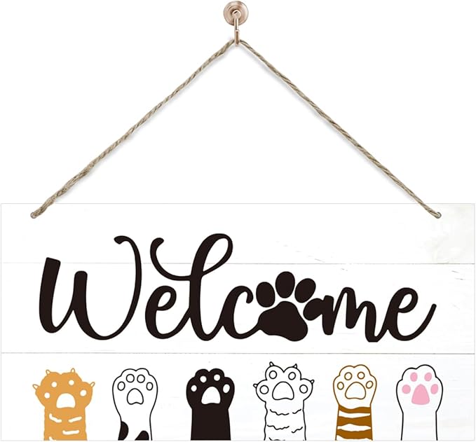 Welcome Sign for Front Door, Welcome Decor Wooden Hanging Sign by corner+wind
