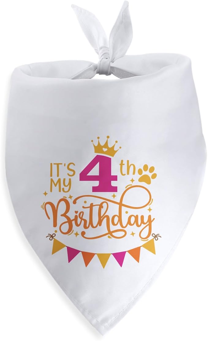 It's My 4th Birthday Dog Bandana Happy 4th Birthday Pet Triangle Scarf by SYIJIMSJKT