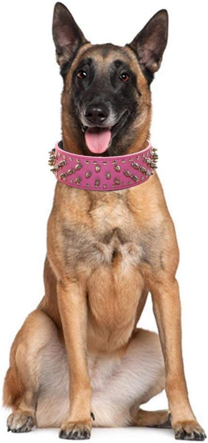 Serijoars Spiked Studded Dog Collar, PU Leather Dog Collar, Adjustable Pet - Image 2
