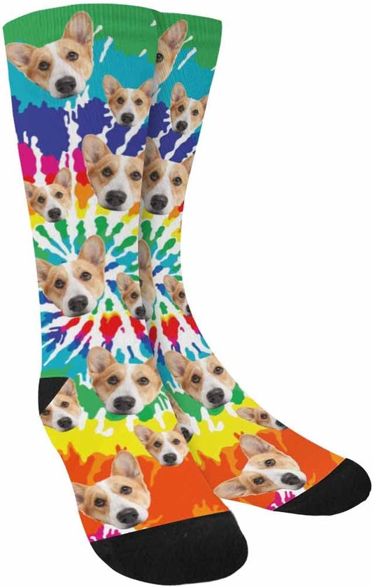 Custom Face Socks, Personalized Dog Lover Pet Photo Picture on Socks Unisex by Enjoy-yjl