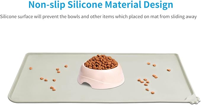 AUDWUD Silicone Waterproof Dog Cat Pet Feeding Mats, Anti-Slip Pet Bowl Mats - Image 2