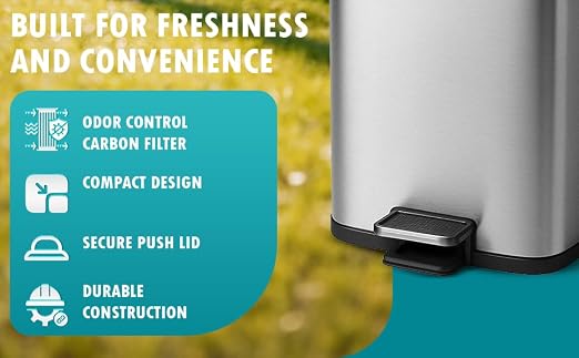 6L Outdoor and Indoor Pet Waste Container, Stainless Steel Can. Lid Opens - Image 5