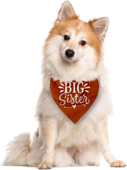 Big Sister Bandana for Dogs, Pet Pregnancy Announcement, Dark Orange Dog Bandana - Image 2