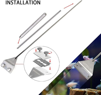 HOTOOLME Aquarium Scraper, 25.6" Stainless Steel Scraper Cleaning Razor - Image 2