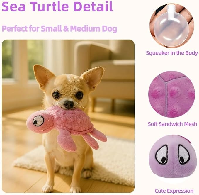 Squeaky Sea Turtle Plush Dog Toy – Durable, Interactive Chew Toy - Image 3