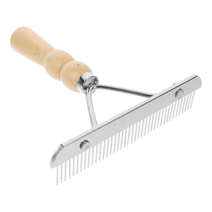 iplusmile Horse Hair Comb with Wooden Handle Ergonomic Non-Slip Pet Grooming by iplusmile