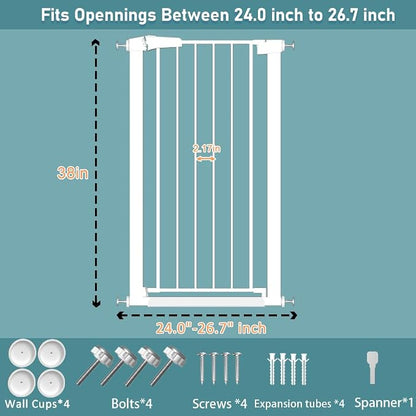 Fairy Baby 24.0"-26.7" Inch Narrow Baby Gate, Metal Safety Child Gate - Image 2