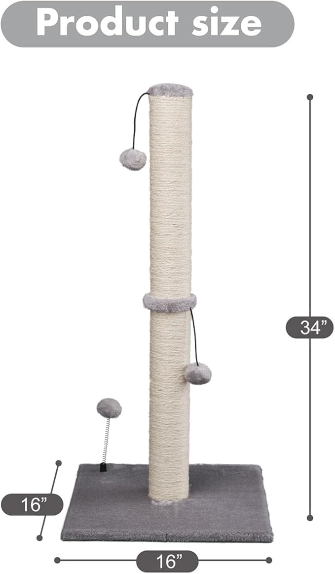 MECOOL 34“ Tall Cat Scratching Post Premium Basics Kitten Scratcher Sisal - Image 4