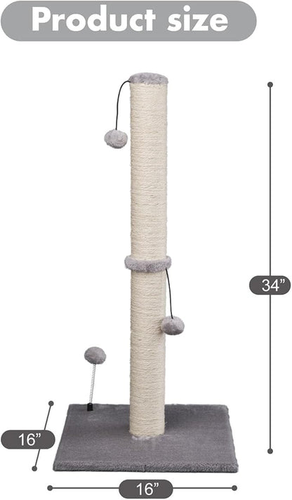 MECOOL 34“ Tall Cat Scratching Post Premium Basics Kitten Scratcher Sisal - Image 4