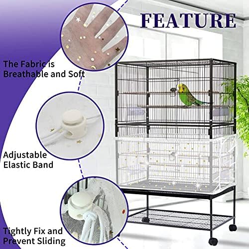 Daoeny Large Bird Cage Cover, Bird Cage Seed Catcher, Adjustable Soft Nylon - Image 4