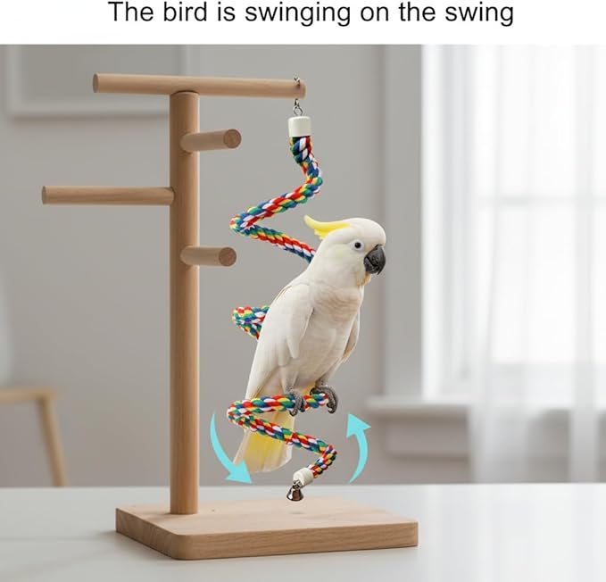79'' Bird Perch, Bird Rope Perch & Birds Swing Set, Bird perches - Image 7