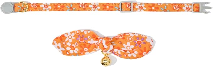 Bowtie Cat Collar with Bell 2 Pack Cotton Breakaway Kitten Collars with - Image 9