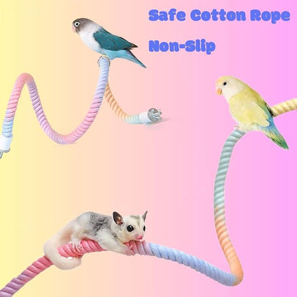 2Pcs Gradient Bird Rope Perch Stand Bird Cage Climbing Rope Toys Accessories of - Image 4