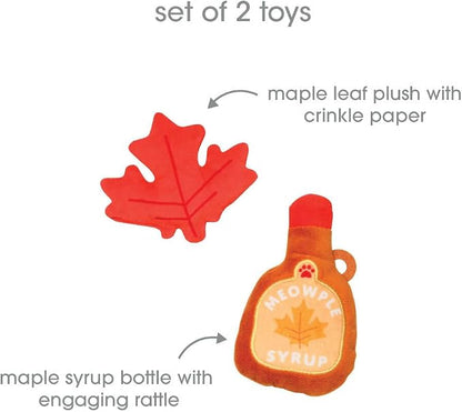 Pearhead Fall Maple Leaf Cat Toy Set – 2-Pack Crinkle and Catnip Teaser Toys - Image 4