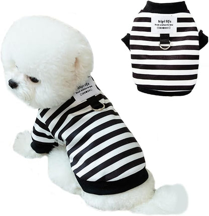 Autumn Dog Sweater with Leash Ring Warm Striped Puppy Shirt by Anelekor