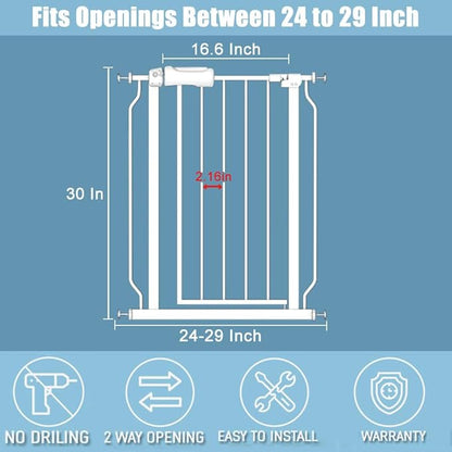 Narrow Baby Gate 24 to 29 Inch Wide Pet Gate Pressure Mounted No Drill Safety - Image 2