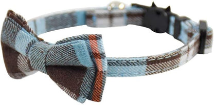 Cat Collar Breakaway with Bell and Bow Tie, Plaid Design Adjustable Safety - Image 4