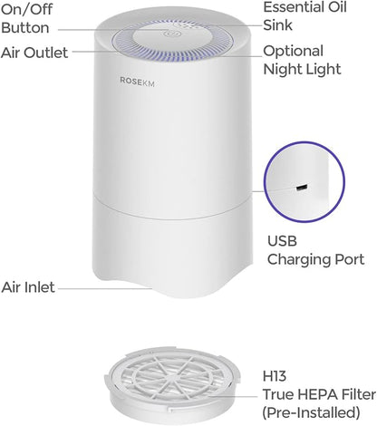 Small Air Purifier for Home Bedroom, Personal Desk Mini Air Purifier, Room Hepa - Image 7