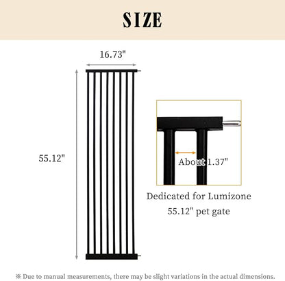 Lumizone Extra Tall Pet Gate 55.12" High Pressure Mounted 16.73" Wide Extension - Image 2