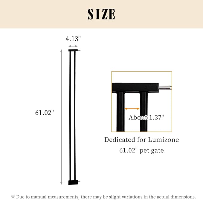 Lumizone Extra Tall Cat Gate Extension Kit 61.02" High Pressure Mounted 4.13" - Image 3