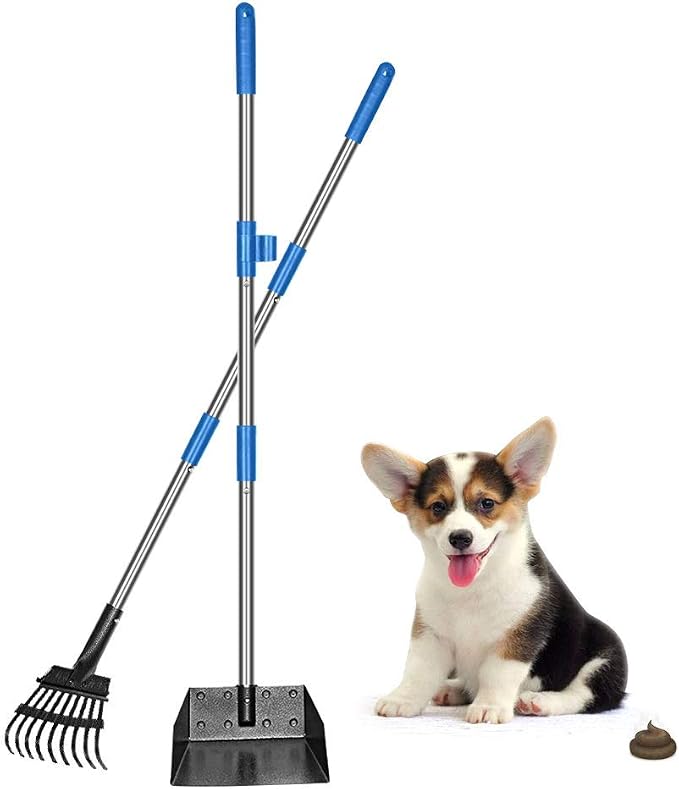 QiMH Upgraded Dog Pooper Scooper Extra Large, Adjustable Long Handle Stainless by Qimh