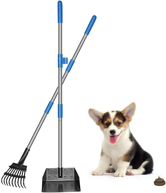 QiMH Upgraded Dog Pooper Scooper Extra Large, Adjustable Long Handle Stainless by Qimh
