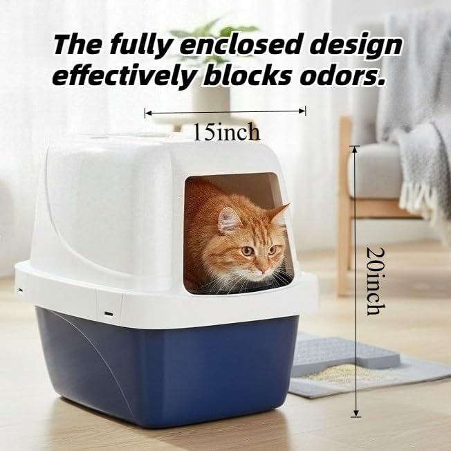 Large sifting Hooded Enclosed cat Litter Box, semi-Closed pet Litter Container - Image 4