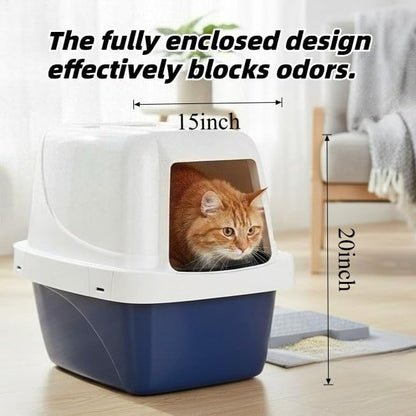 Large sifting Hooded Enclosed cat Litter Box, semi-Closed pet Litter Container - Image 4