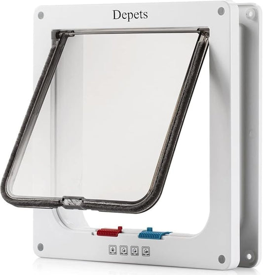 Depets Large Cat Door, 4 Way Locking Cat Flap Door by Depets
