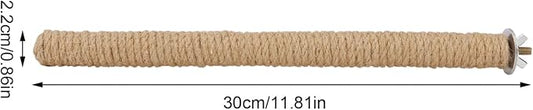 Hypeety Bird Perch Stand Natural Wood Parrot Hemp Rope Perch Birdcage - Image 2